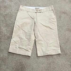 Anthropologie Tan and White Pinstripe Bermuda Shorts